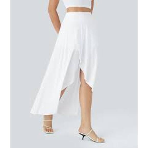 HALARA Dresses & Skirts - Halara Skirt Womens Medium White Breezeful High Low Ruffle Flowy Quick Dry Maxi